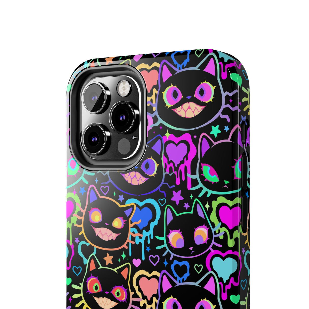 STUBBIE Phone Case for Apple iPhone - Crazy Neon Disco Cats Stubbie