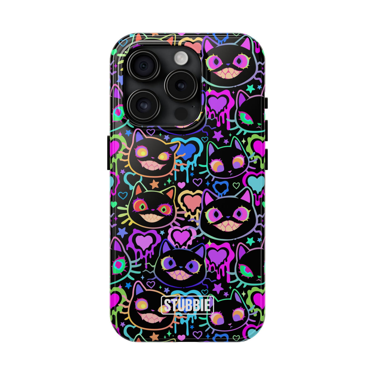 STUBBIE Phone Case for Apple iPhone - Crazy Neon Disco Cats Stubbie