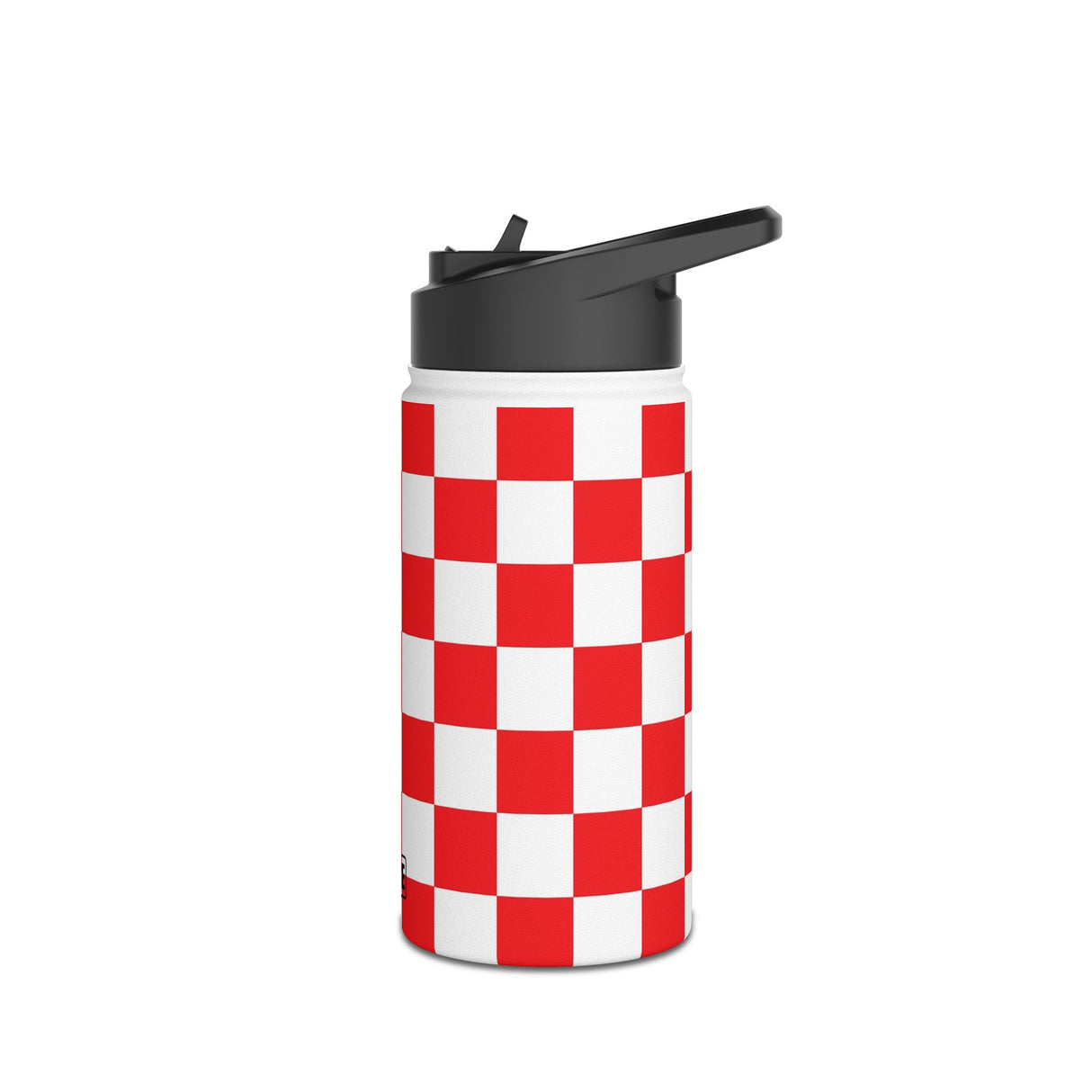 Red Checkered Stainless Steel Water Bottle