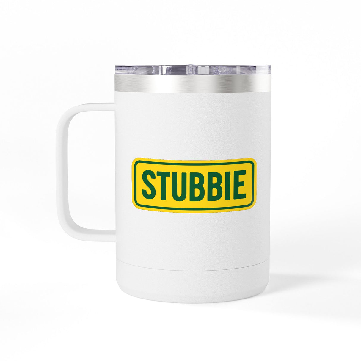 STUBBIE Coffee Mug Tumbler, 15oz - Aussie Yellow Stubbie