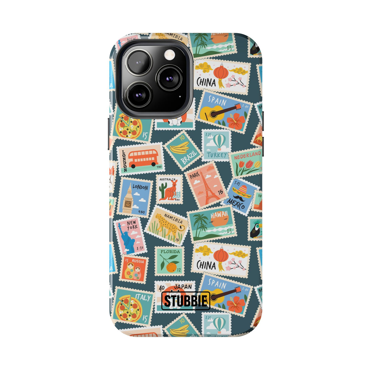 STUBBIE Phone Case for Apple iPhone - My Travel Stamps Stubbie