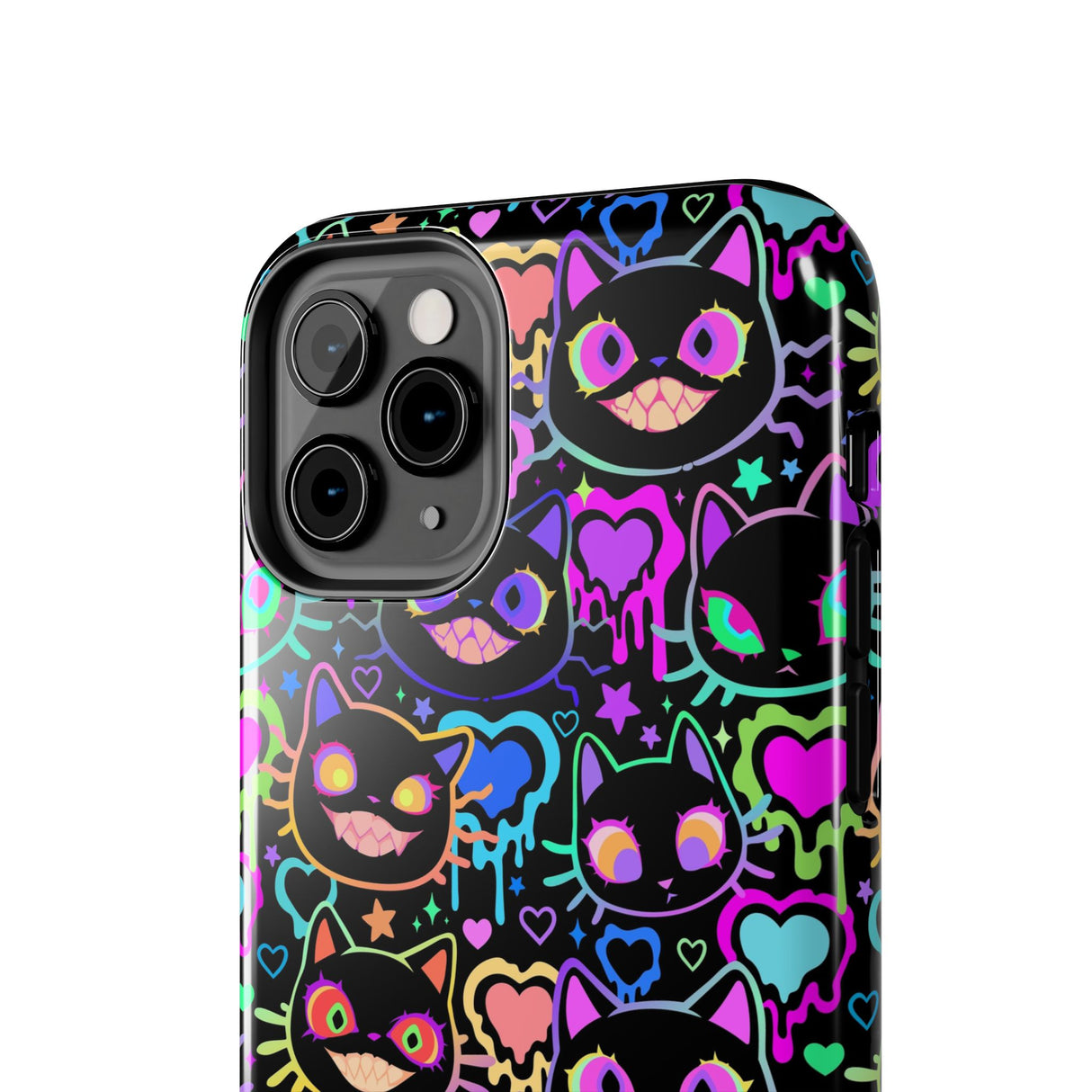 STUBBIE Phone Case for Apple iPhone - Crazy Neon Disco Cats Stubbie