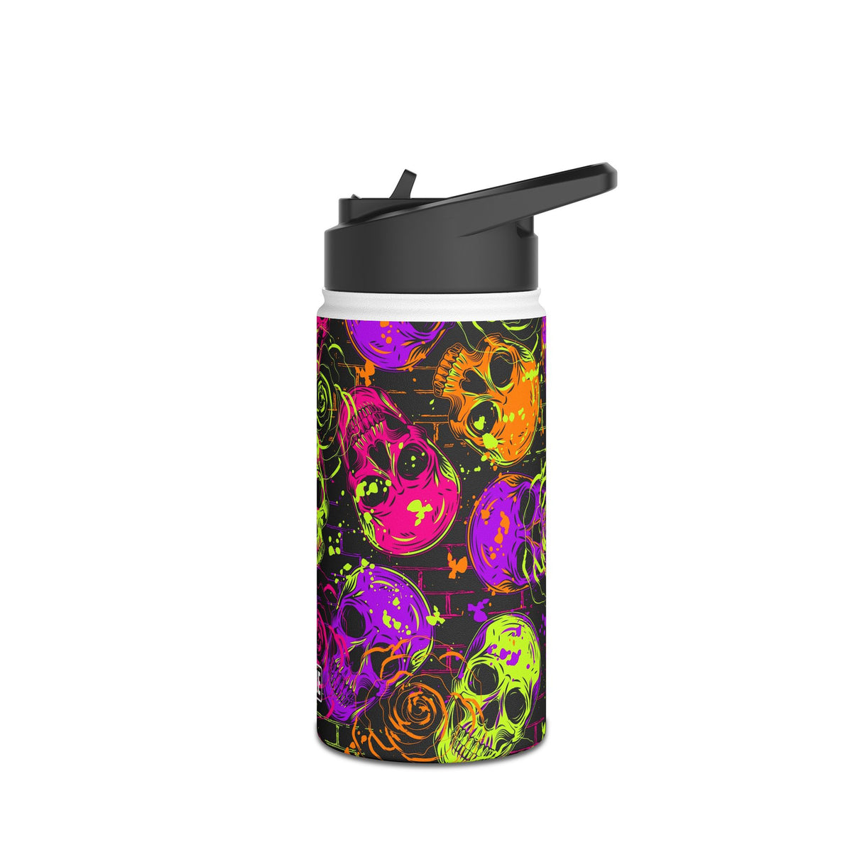 Neon Skulls Stainless Steel Water Bottle