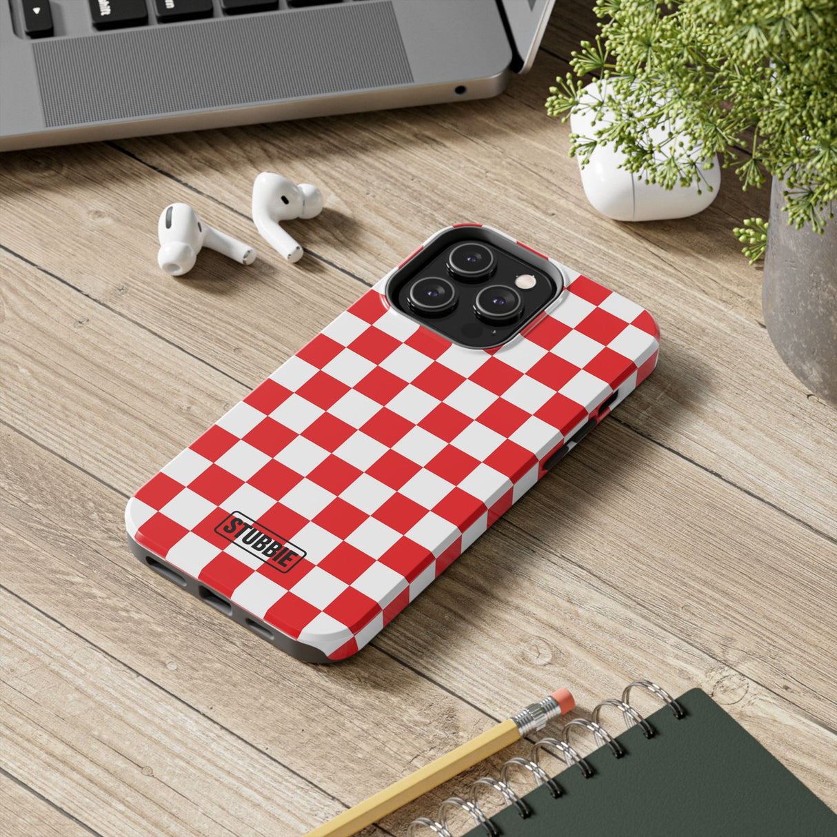 STUBBIE Phone Case for Apple iPhone - Red Checkered Phone Case
