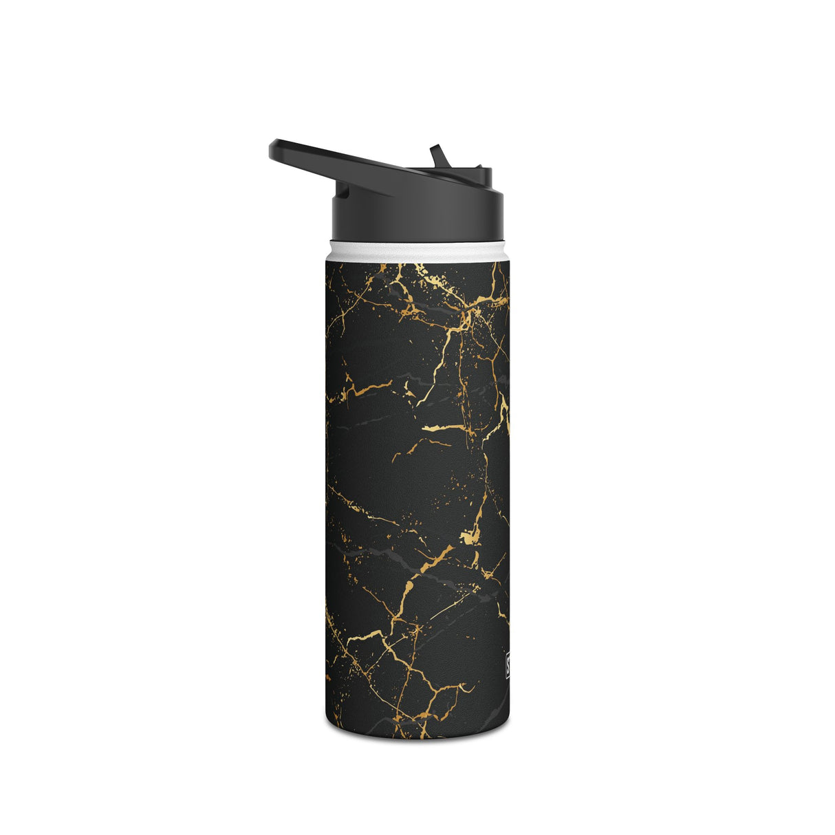 Midnight Black Marble Stainless Steel Water Bottle