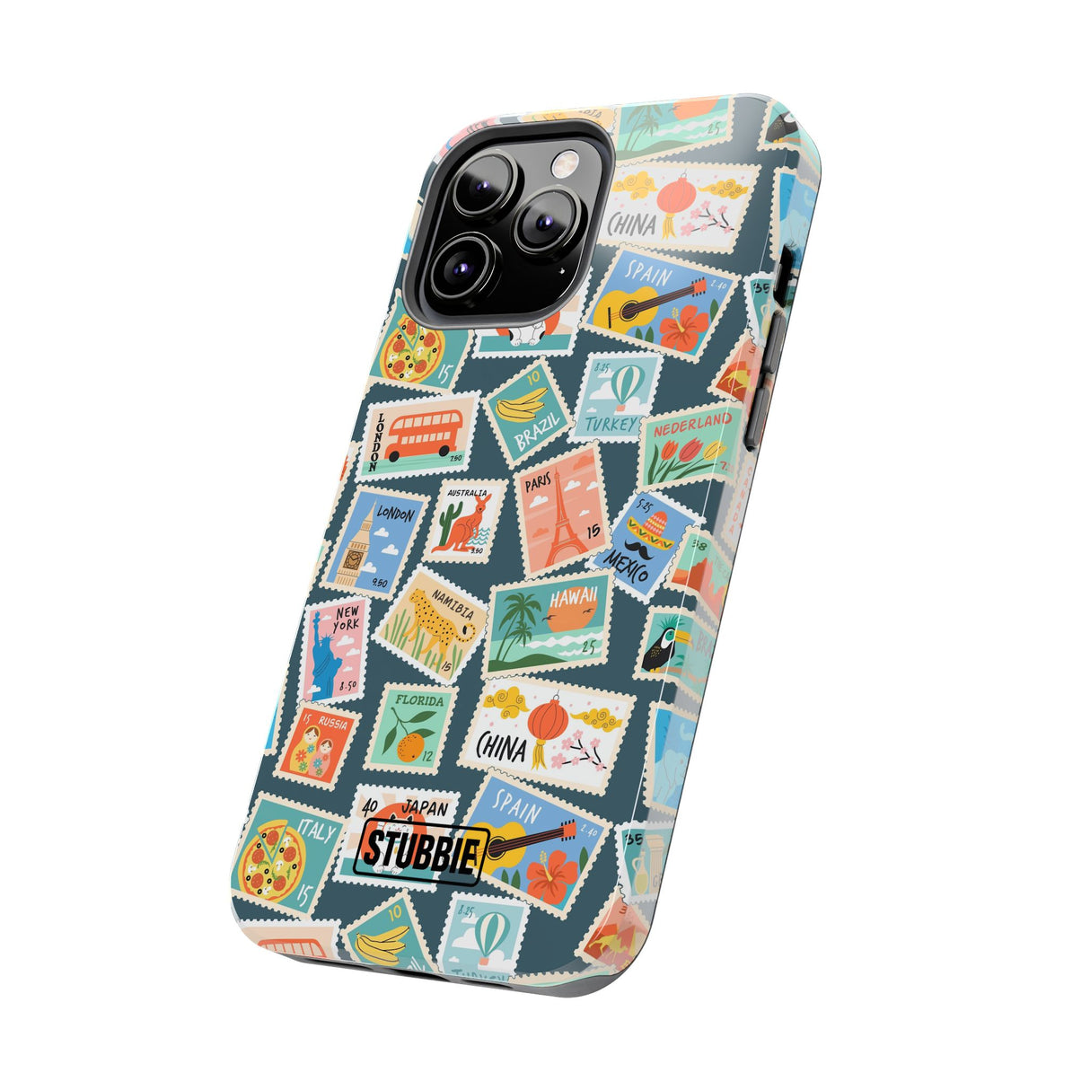 STUBBIE Phone Case for Apple iPhone - My Travel Stamps Stubbie