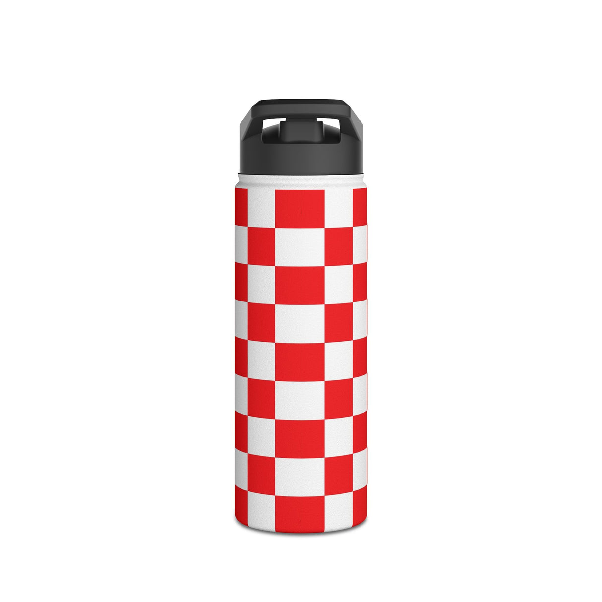 Red Checkered Stainless Steel Water Bottle
