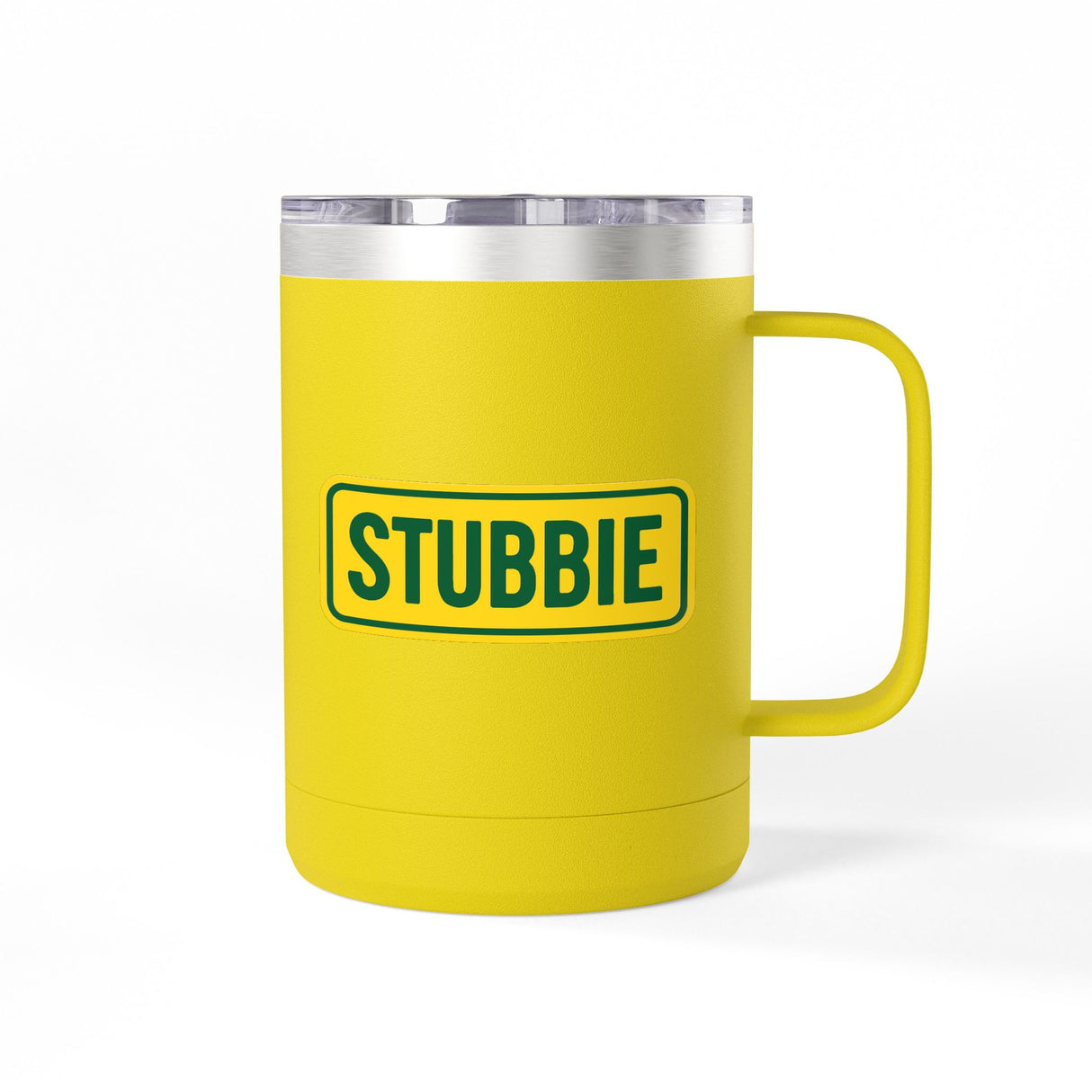 STUBBIE Coffee Mug Tumbler, 15oz - Aussie Yellow Stubbie