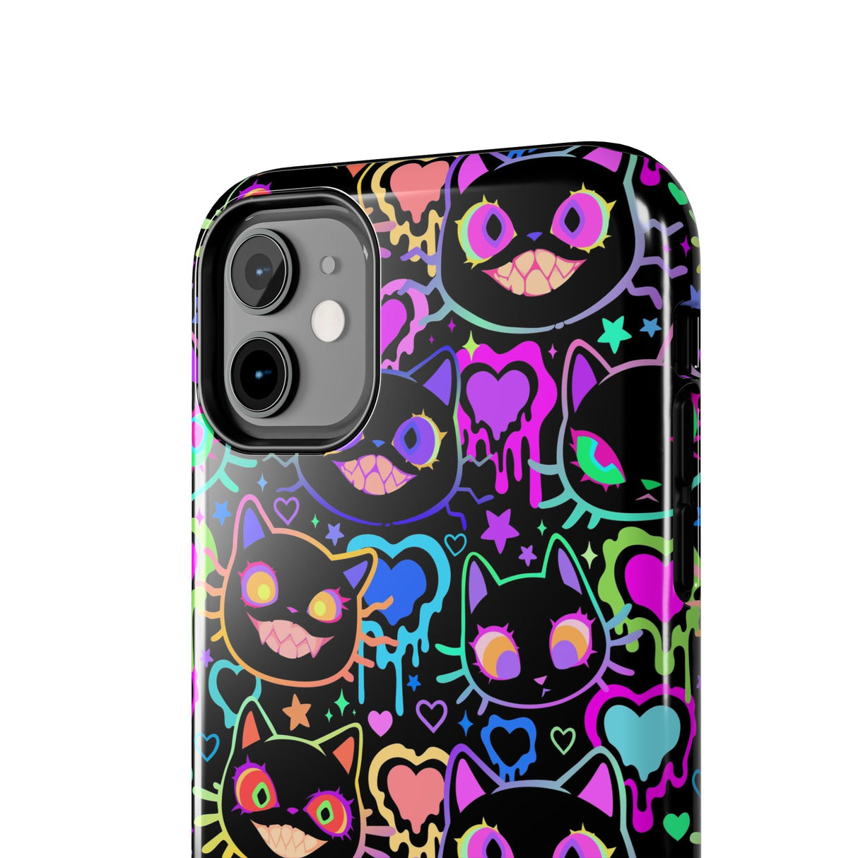 STUBBIE Phone Case for Apple iPhone - Crazy Neon Disco Cats Stubbie