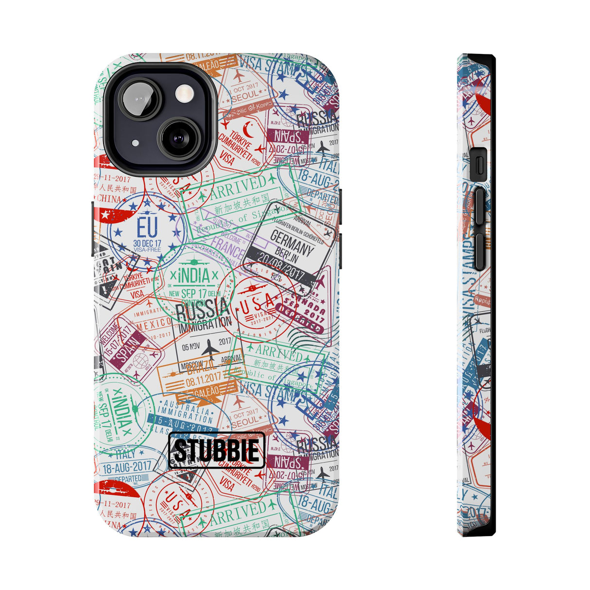 STUBBIE Phone Case for Apple iPhone - Travel Stamp Stubbie