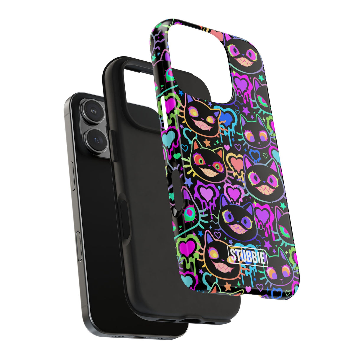 STUBBIE Phone Case for Apple iPhone - Crazy Neon Disco Cats Stubbie