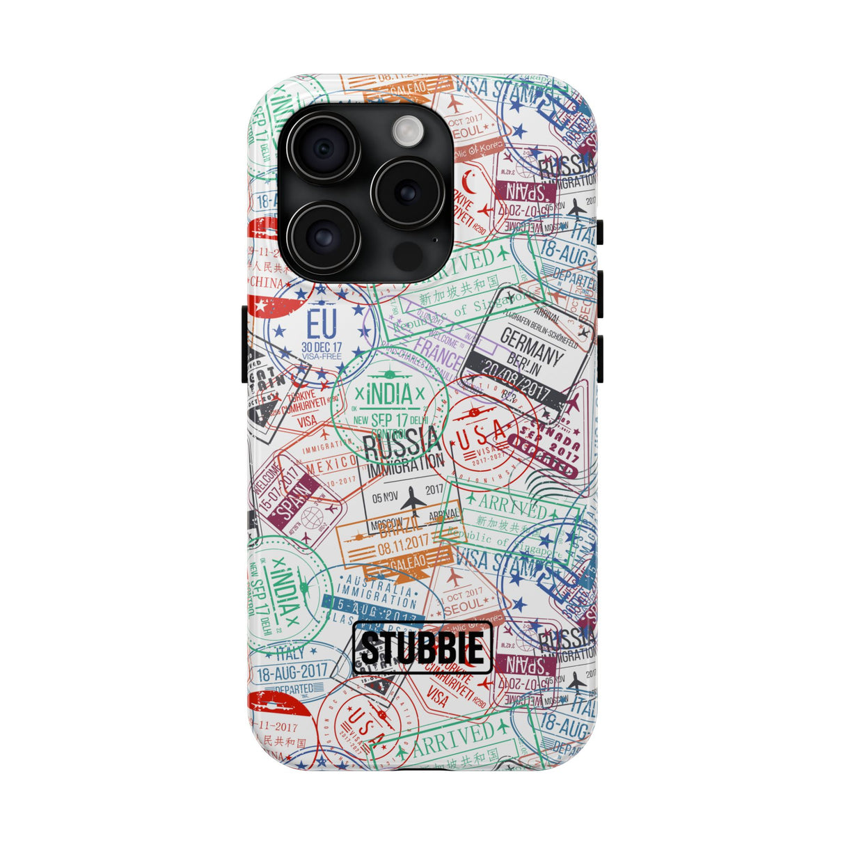 STUBBIE Phone Case for Apple iPhone - Travel Stamp Stubbie