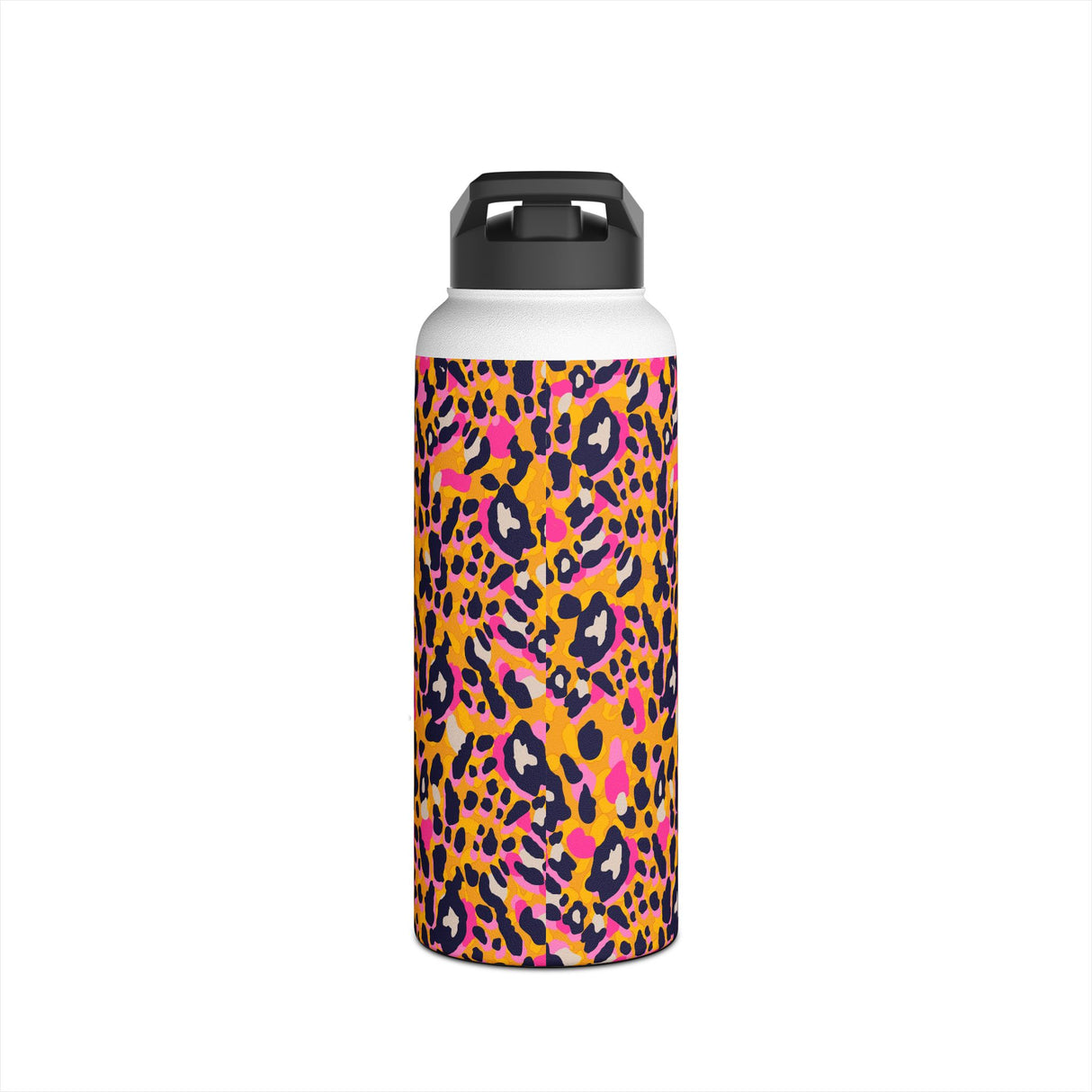 Orange Leopard Print Stainless Steel Water Bottle