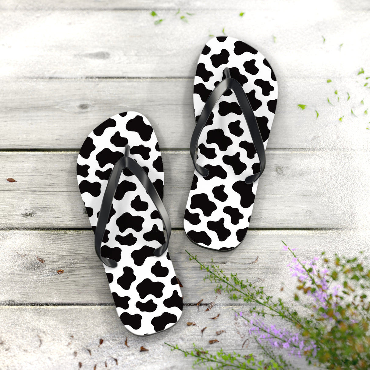 Cow Print Flip Flops