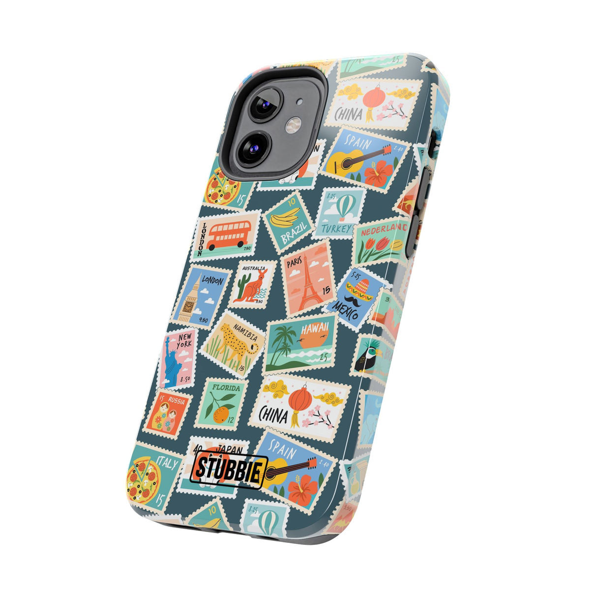 STUBBIE Phone Case for Apple iPhone - My Travel Stamps Stubbie