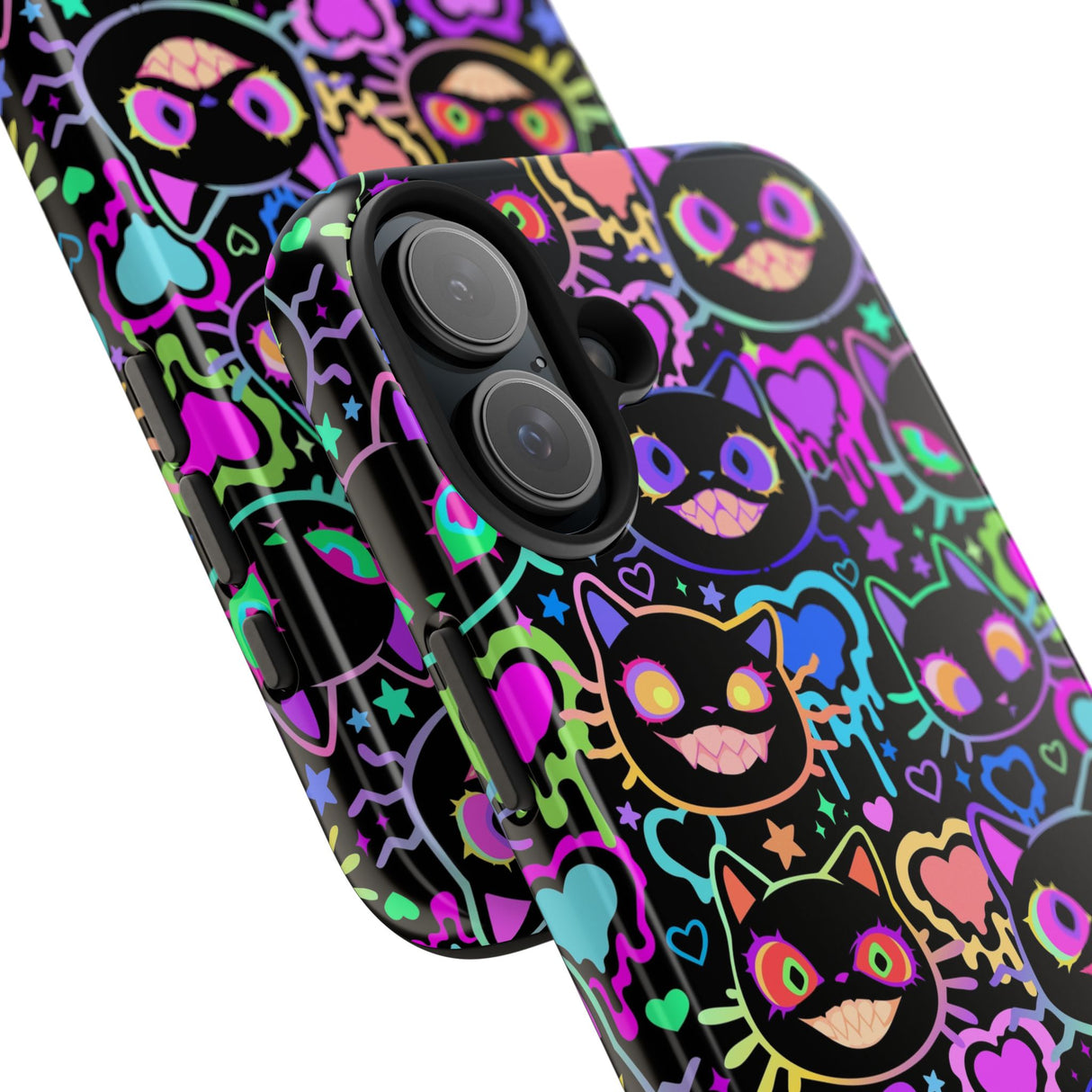 STUBBIE Phone Case for Apple iPhone - Crazy Neon Disco Cats Stubbie