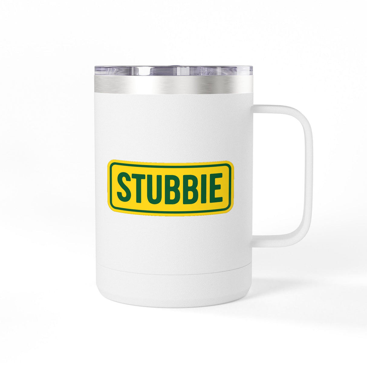 STUBBIE Coffee Mug Tumbler, 15oz - Aussie Yellow Stubbie