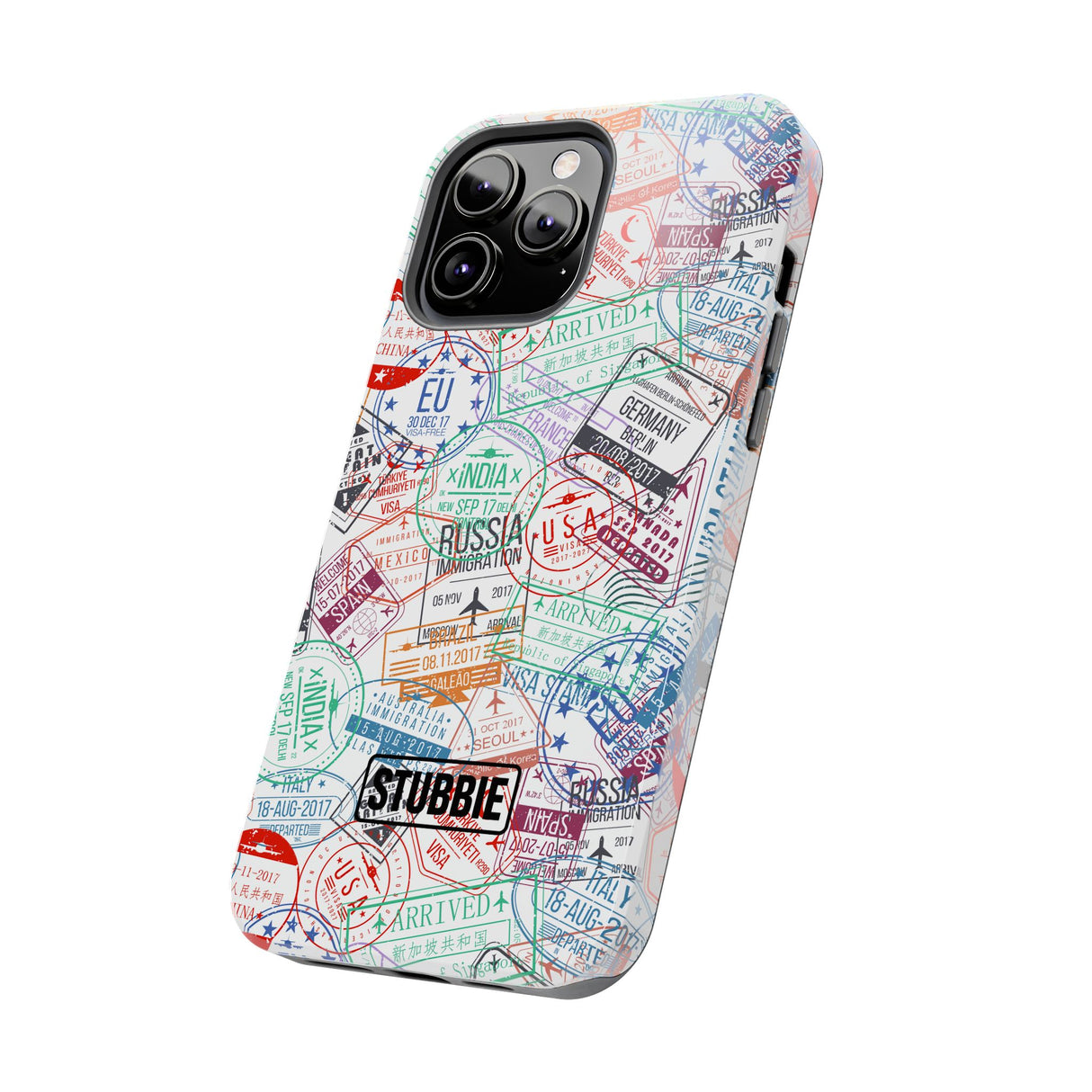 STUBBIE Phone Case for Apple iPhone - Travel Stamp Stubbie