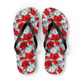 Red Flower Flip Flops