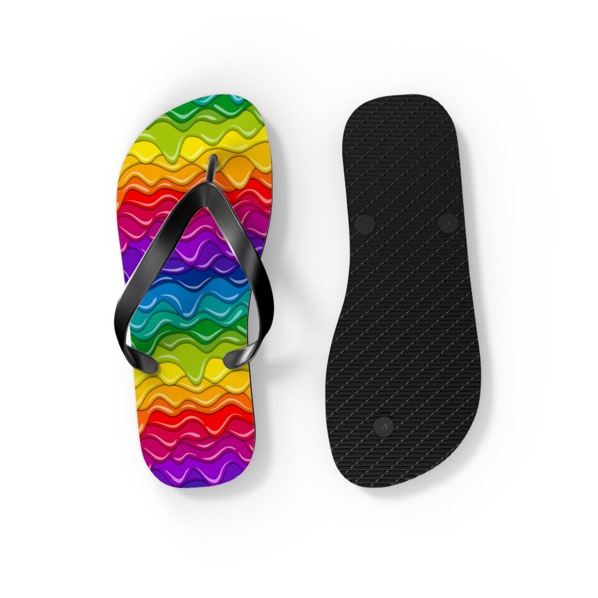 Dripping Rainbow Flip Flops
