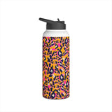 Orange Leopard Print Stainless Steel Water Bottle