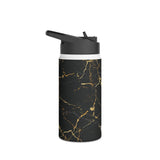 Midnight Black Marble Stainless Steel Water Bottle