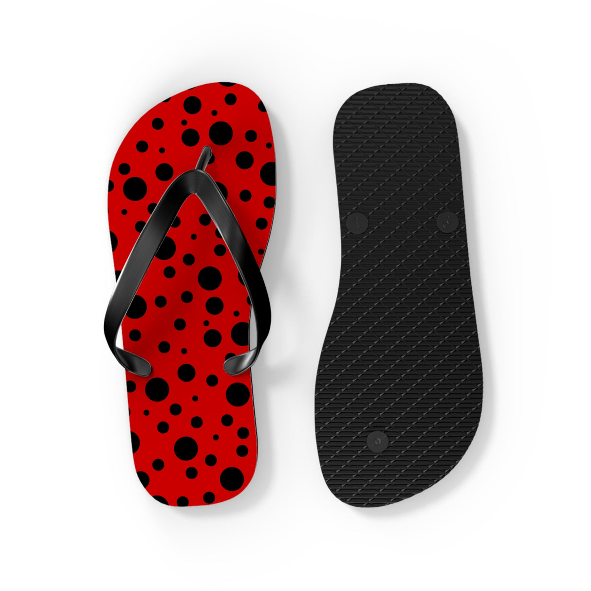 Black Polka Dot Flip Flops
