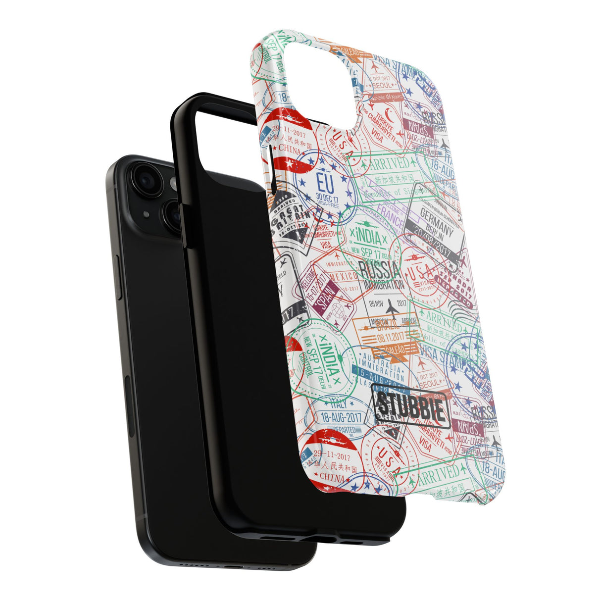 STUBBIE Phone Case for Apple iPhone - Travel Stamp Stubbie