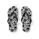 Black Flower Flip Flops