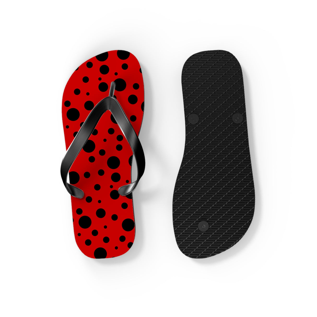 Black Polka Dot Flip Flops