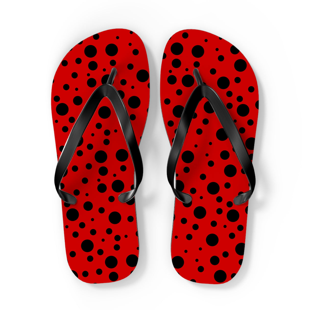 Black Polka Dot Flip Flops