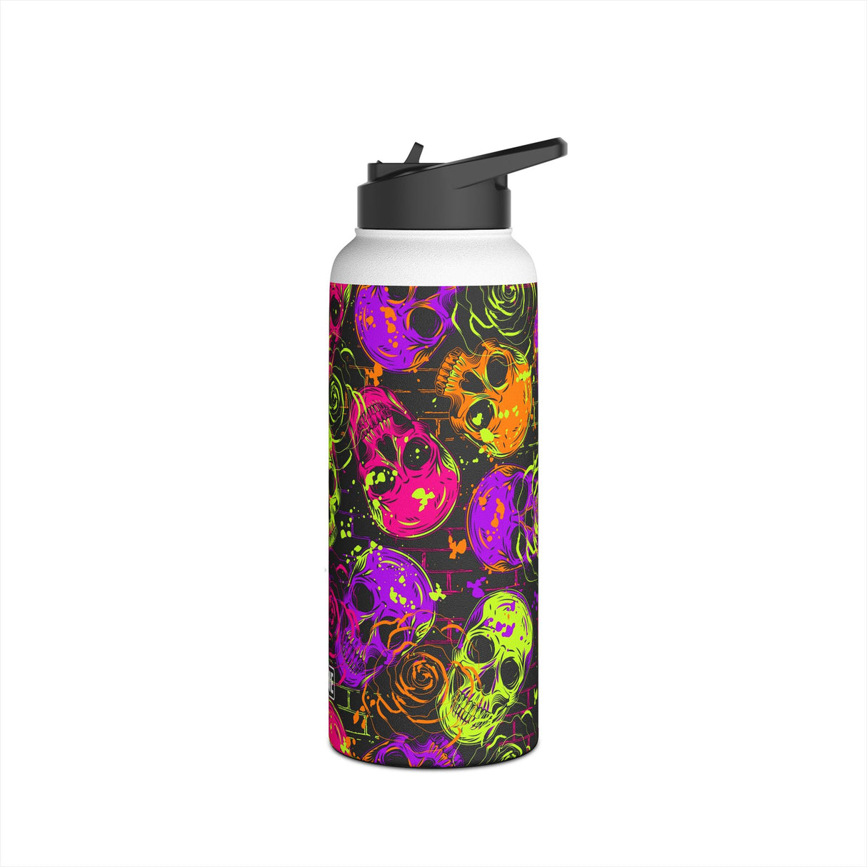 Neon Skulls Stainless Steel Water Bottle