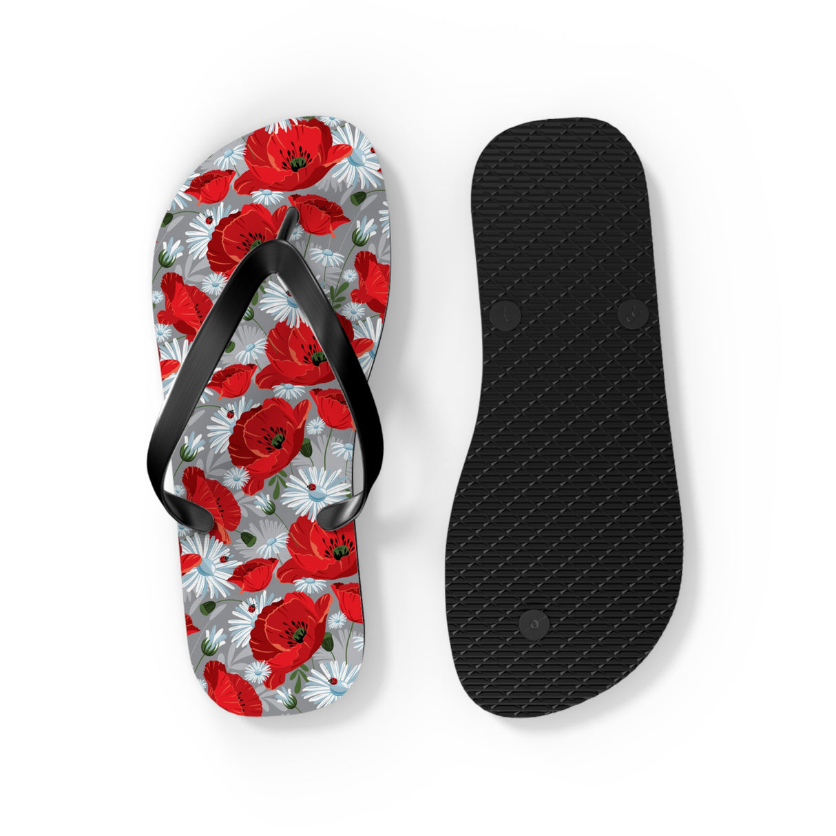 Red Flower Flip Flops
