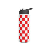 Red Checkered Stainless Steel Water Bottle
