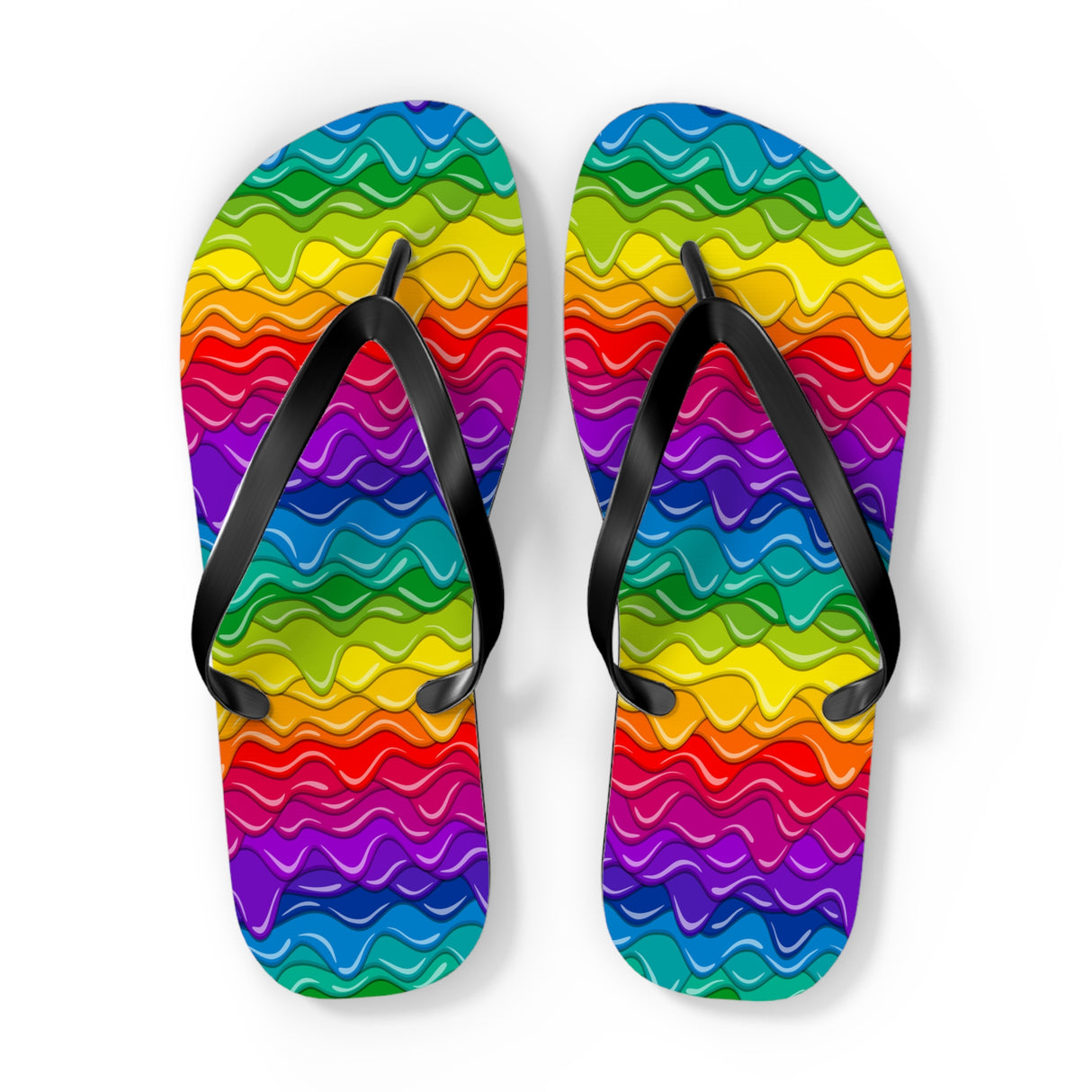 Dripping Rainbow Flip Flops