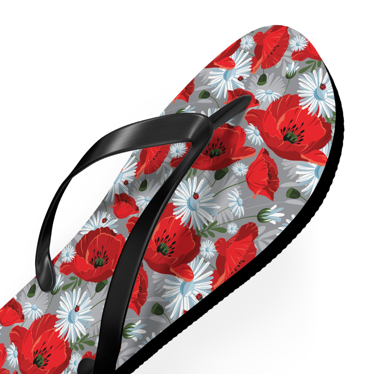 Red Flower Flip Flops