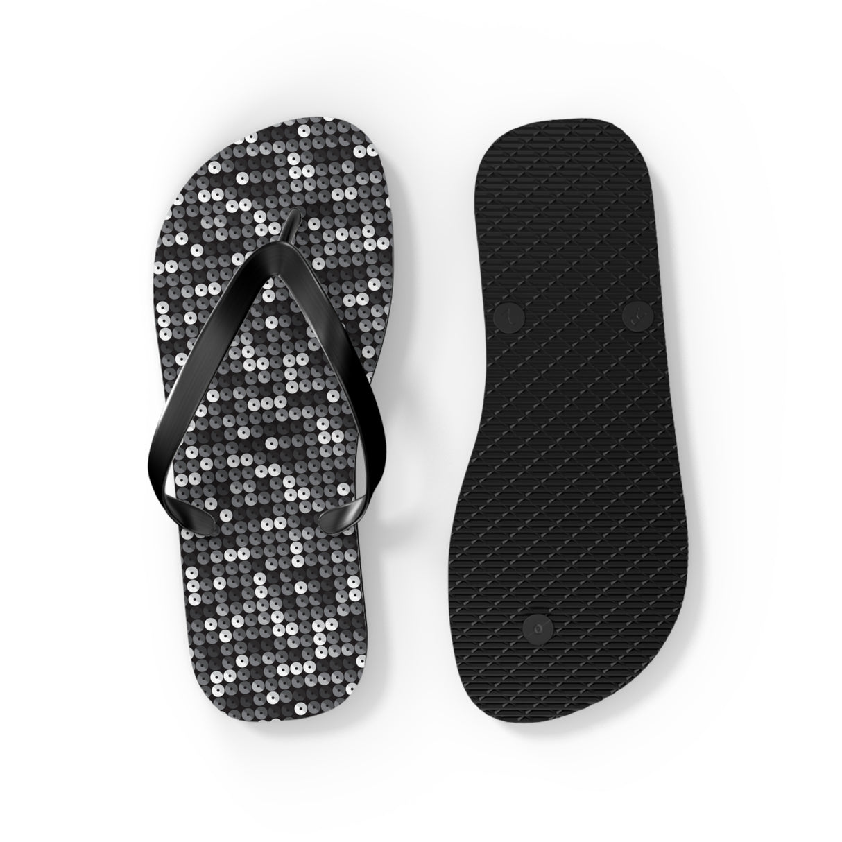 Black Sequin Flip Flops