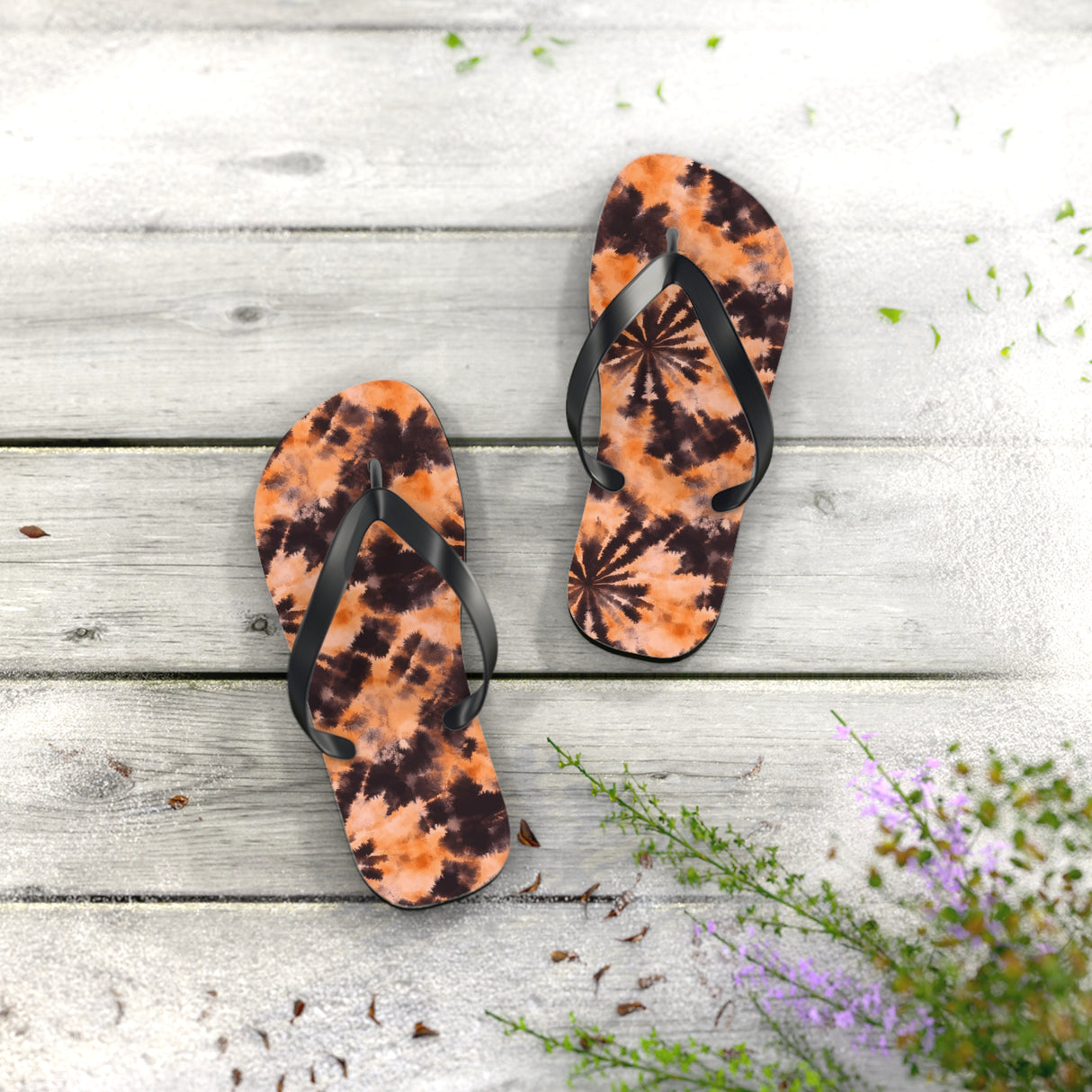 Orange Tie Dye Flip Flops