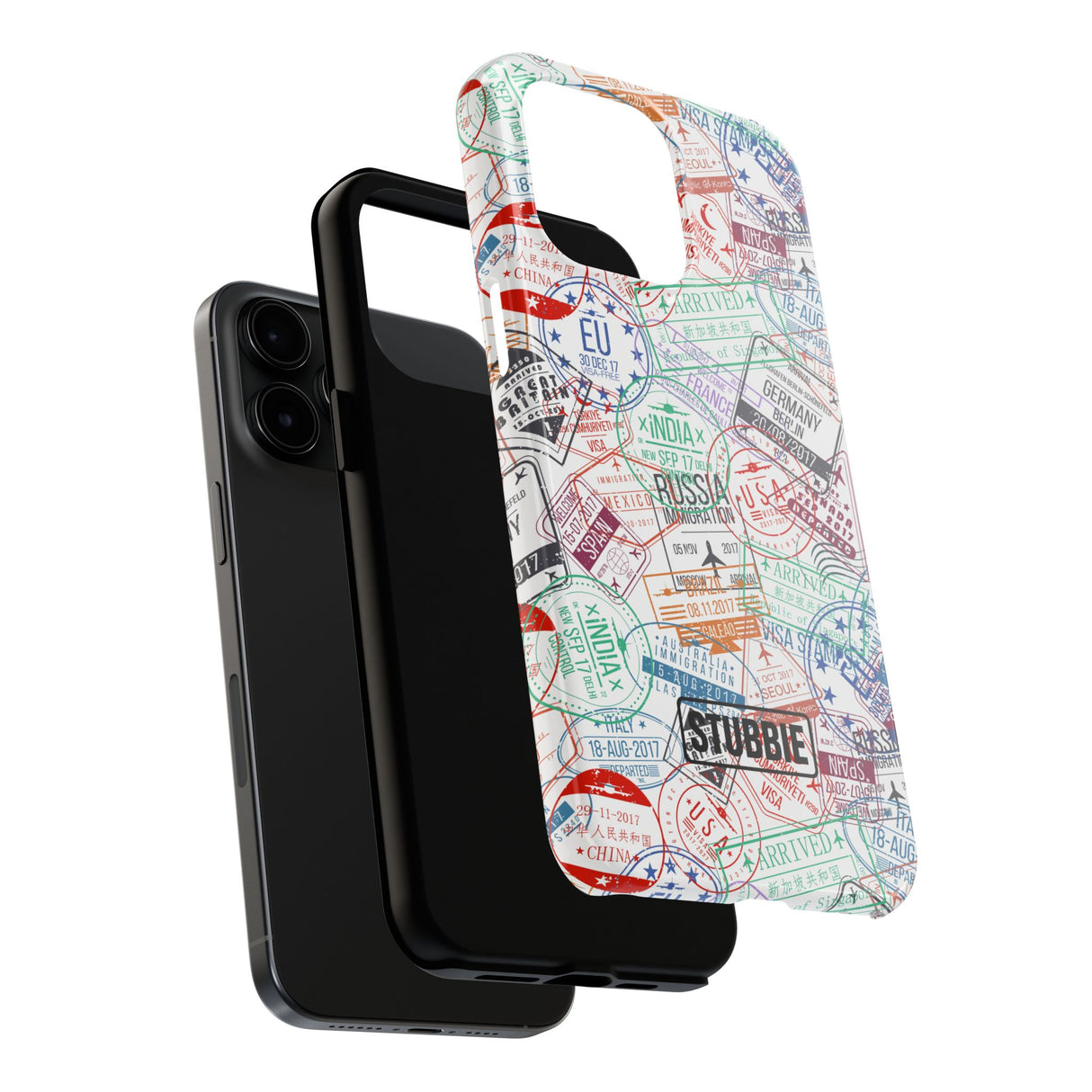 STUBBIE Phone Case for Apple iPhone - Travel Stamp Stubbie