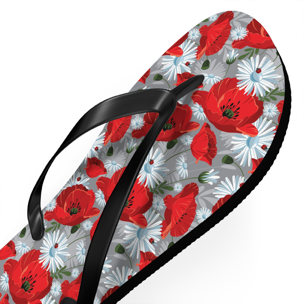 Red Flower Flip Flops