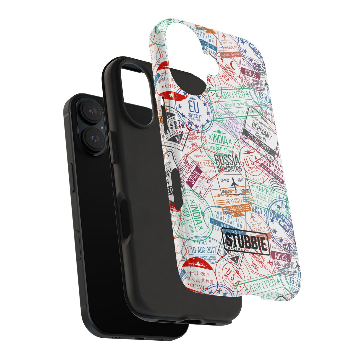 STUBBIE Phone Case for Apple iPhone - Travel Stamp Stubbie