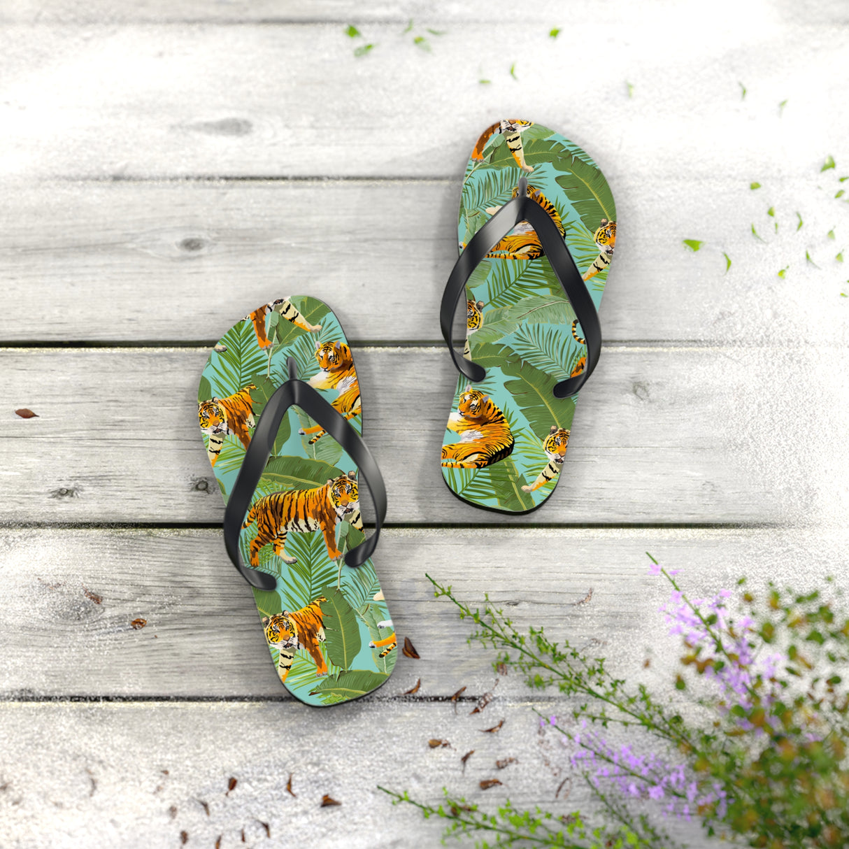 STUBBIE Print Flip Flops - Jungle Tiger STUBBIE