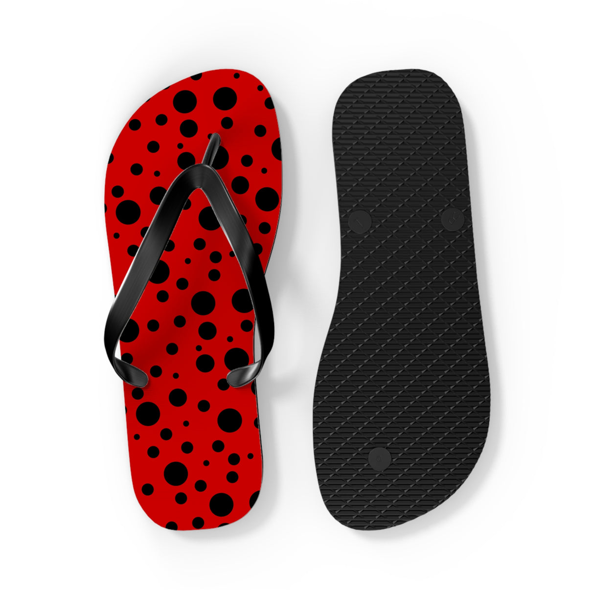 Black Polka Dot Flip Flops