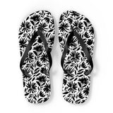Black Flower Flip Flops
