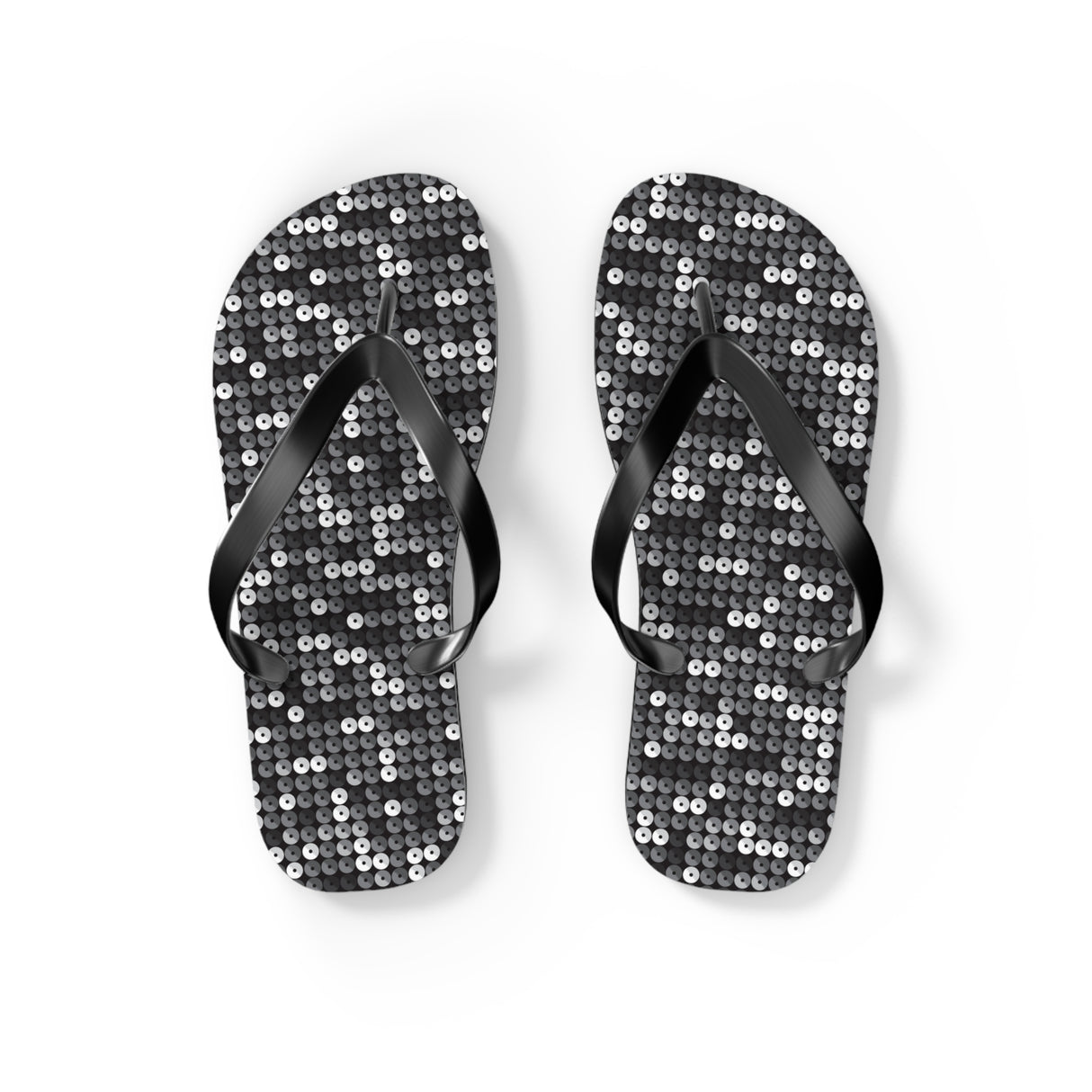 Black Sequin Flip Flops