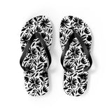 Black Flower Flip Flops