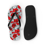 Red Flower Flip Flops