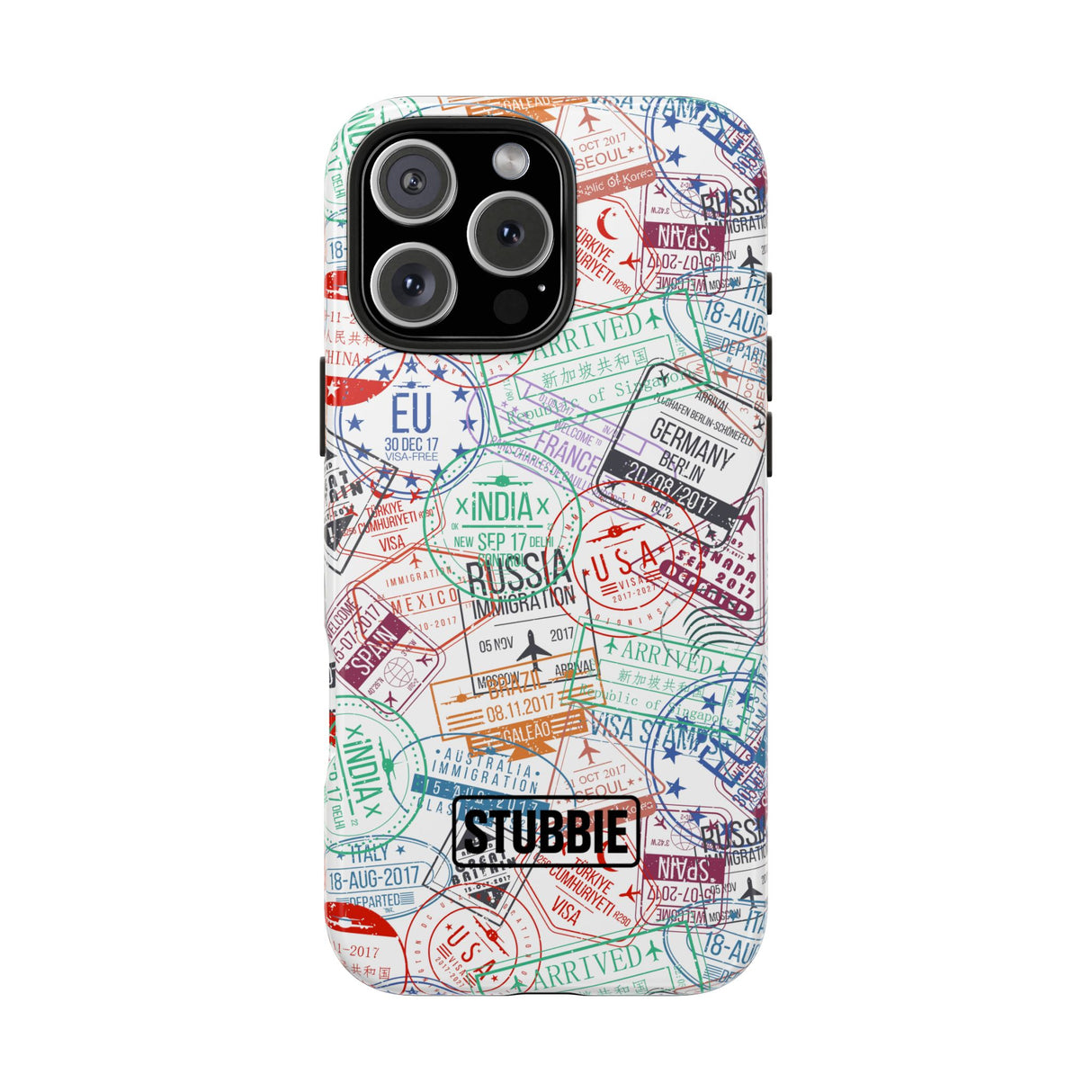 STUBBIE Phone Case for Apple iPhone - Travel Stamp Stubbie