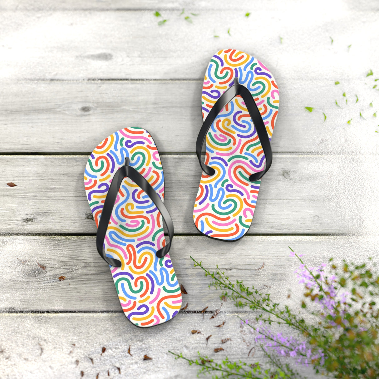 Pink Rainbow Flip Flops