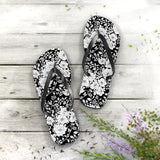 Black Floral Flip Flops